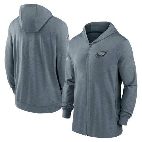 Nike Heather Gray Philadelphia Eagles Sideline Team Pop Full-zip Hoodie Jacket