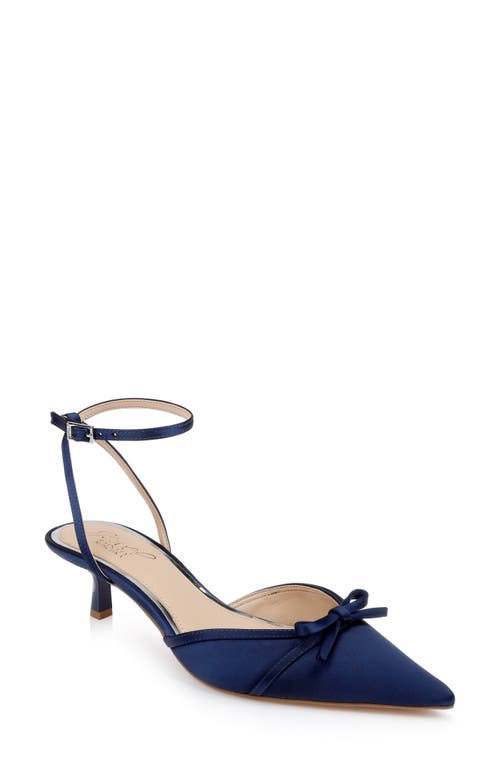 Jewel Badgley Mischka Talasia Ankle Strap Pointed Toe Kitten Heel Pump In Blue