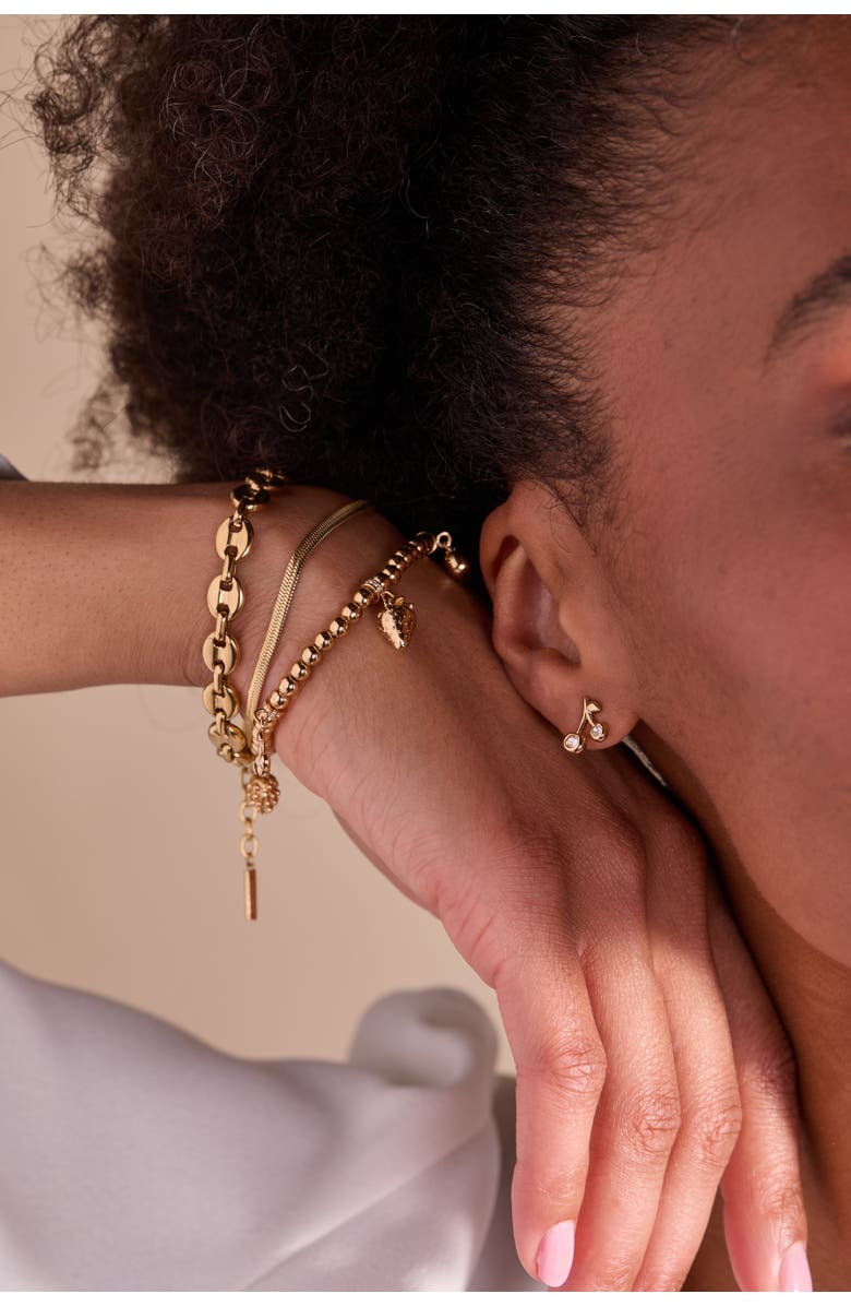 Alex and Ani Summer Fruits Charm Stretch Bracelet, Alternate, color, Gold