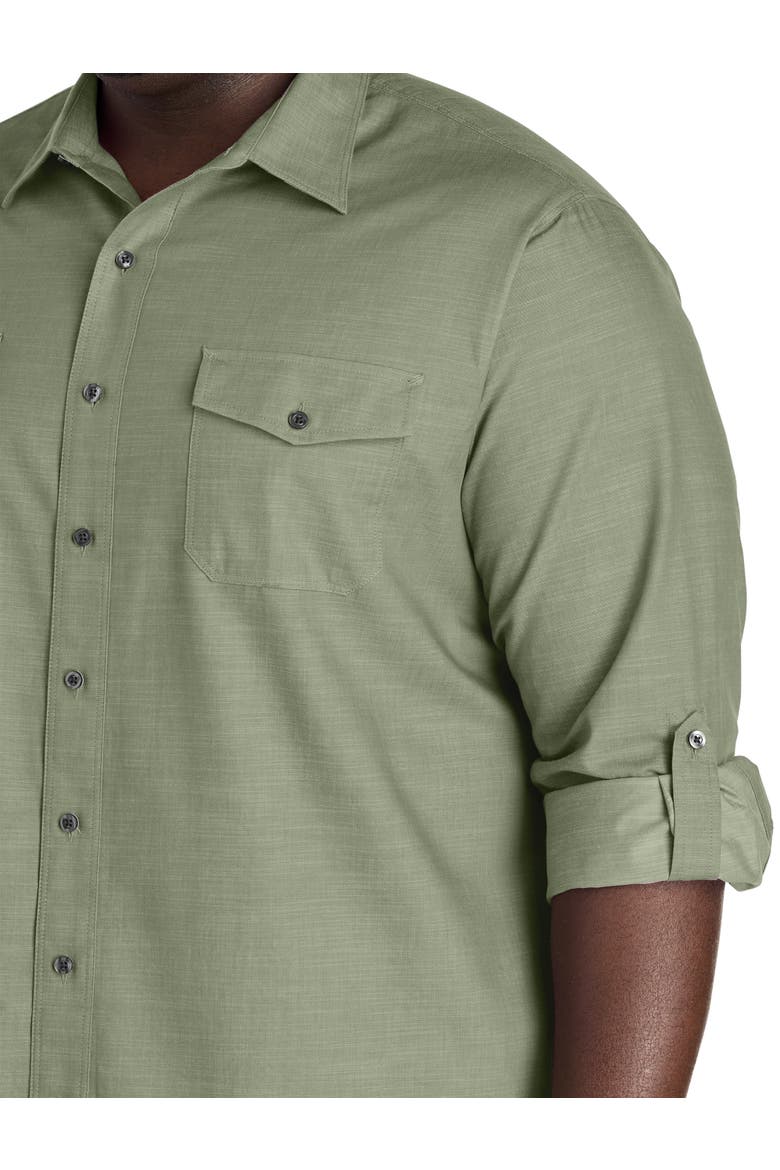 Big & Tall Slub Officer Sport Shirt, Alternate, color, FOUR LEAF CLOVER