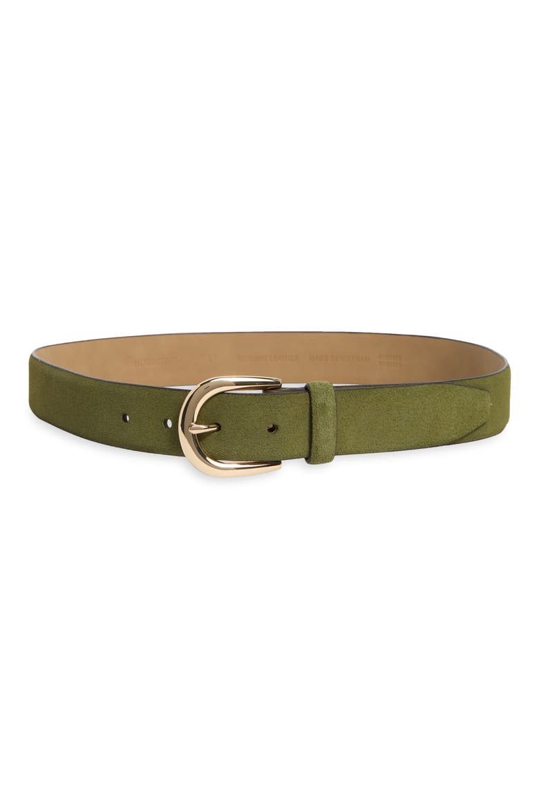 Melony Suede Belt, Main, color, OLIVE- GOLD