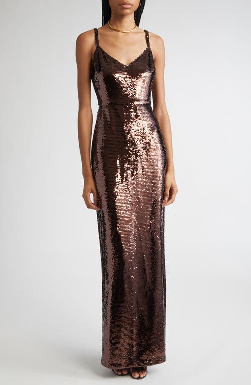 L'agence Karma Sequin Maxi Dress In Brown