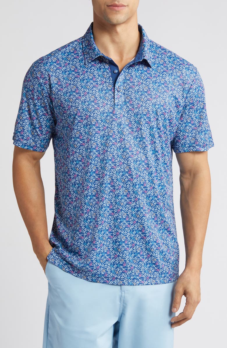 Swannies Fore Scatter Print Golf Polo, Main, color, Navy