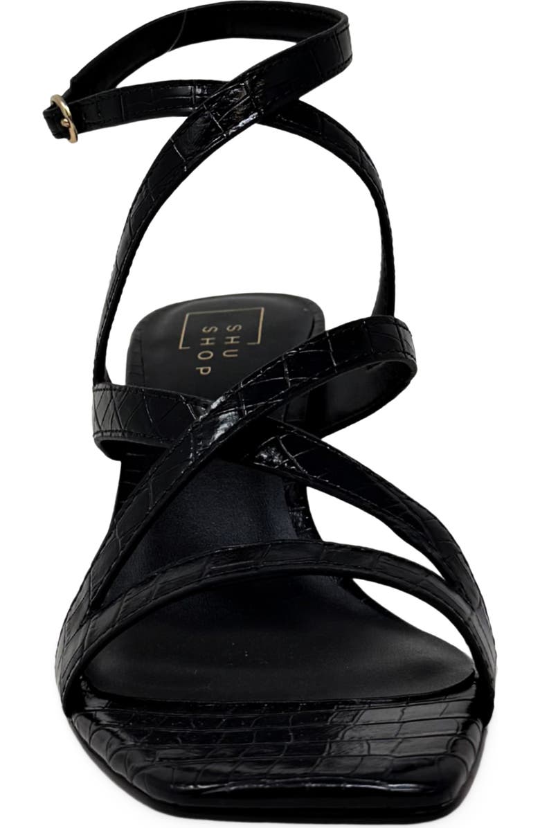 SHUSHOP Gilda Ankle Strap Sandal, Alternate, color, Black Croco