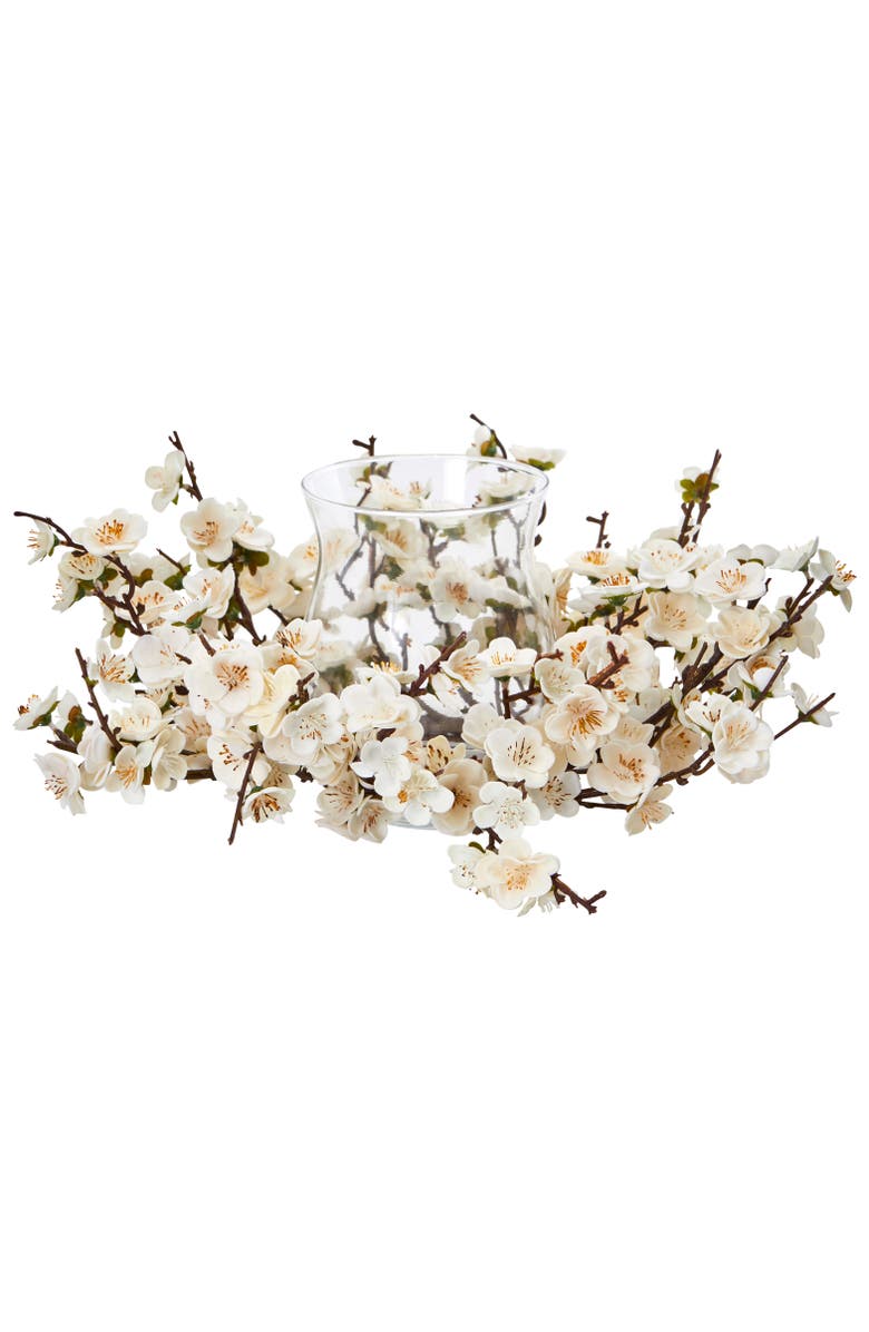 NEARLY NATURAL Plum Blossom Candelabrum, Main, color, White