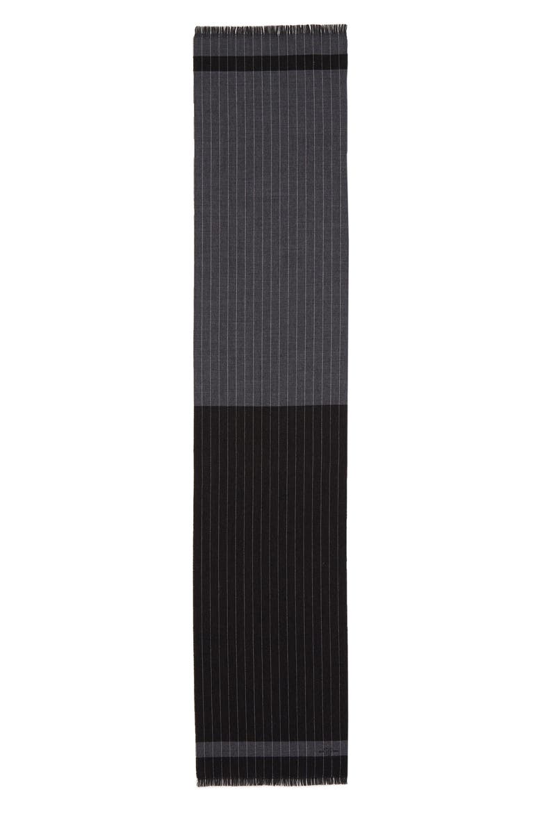 Colorblock Chalk Stripe Wool Scarf, Alternate, color, BLACK/ GREY