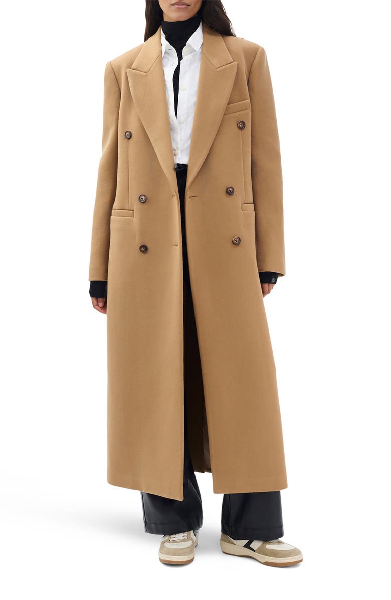 rag & bone Vienna Double Breasted Wool Coat, Alternate, color, Camel