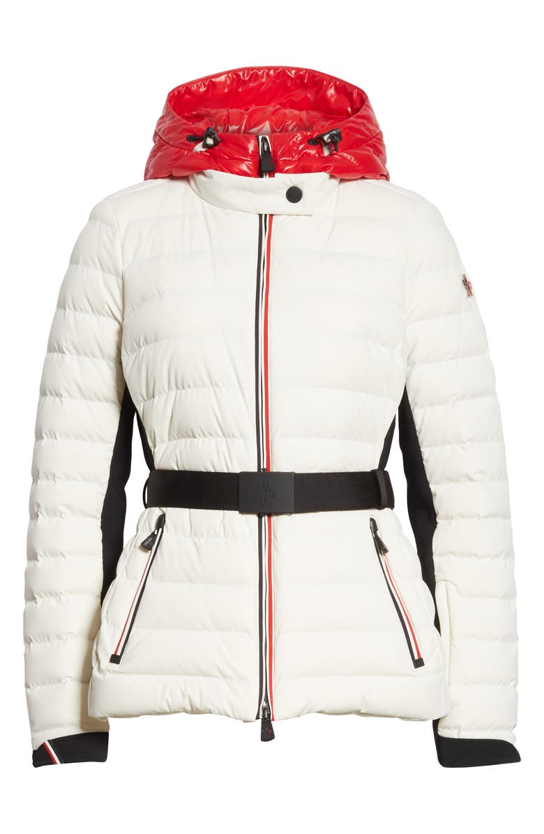 Moncler Bruche French Flag Down Hooded Puffer Coat, Alternate, color, 