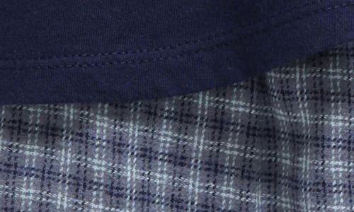 Nordstrom Long Sleeve Cotton T-shirt & Check Flannel Pants Set In Navy Peacoat- Grey Micro Plaid