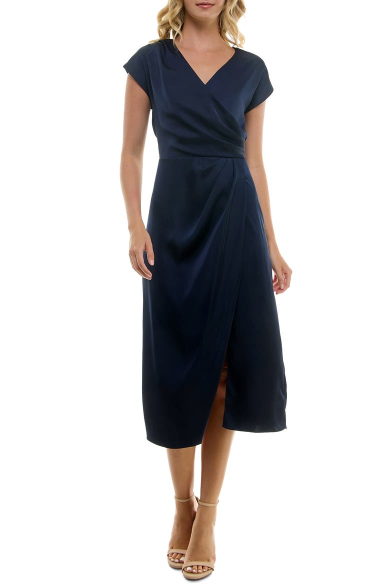 Surplice V-Neck Dress, Main, color, DEEP NAVY