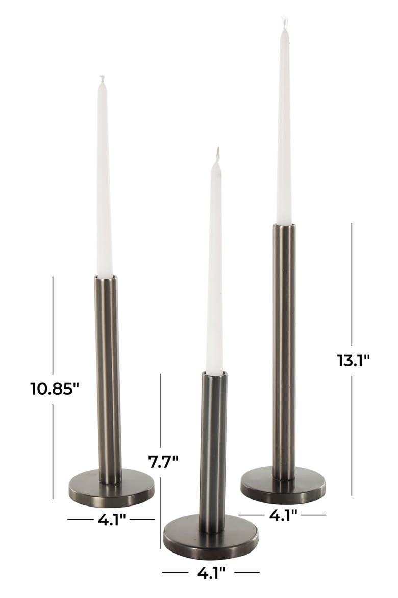 Set of 3 Taper Candleholders, Alternate, color, SILVER