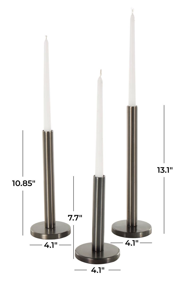 VIVIAN LUNE HOME Set of 3 Taper Candleholders, Alternate, color, Silver