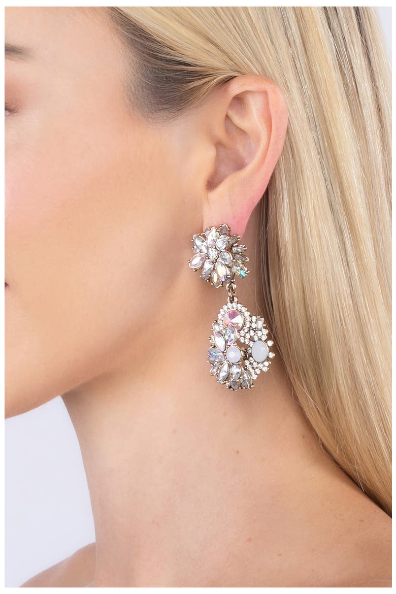 Ivy White Drop Earrings, Alternate, color, GOLD