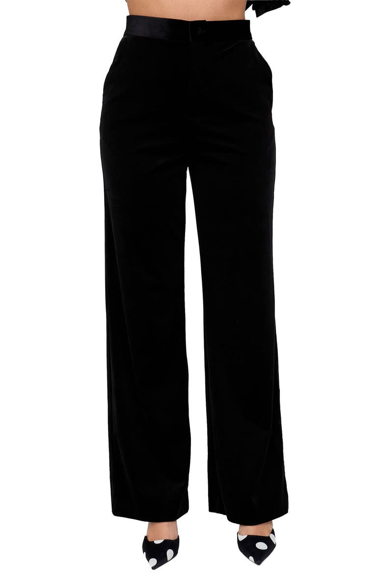 Lily and Lionel London Valerie Straight Leg Velvet Trouser, Main, color, Black