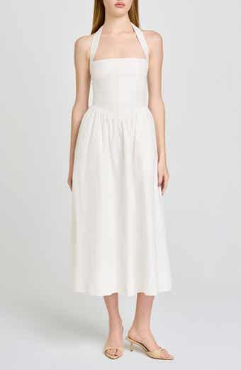 Camellia Halter Neck Stretch Cotton Midi Dress