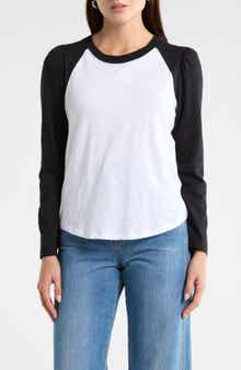 Veronica Beard Mason Raglan Sleeve Cotton Baseball T-Shirt