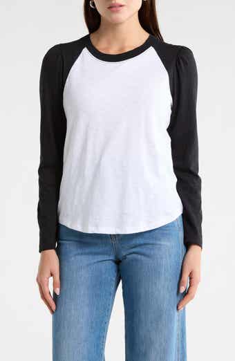 Veronica Beard Mason Raglan Sleeve Cotton Baseball T-Shirt