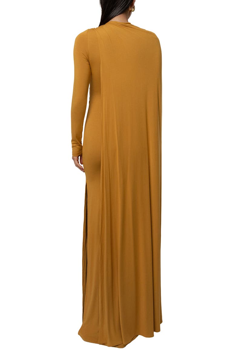 Draped Elegance Long Sleeve Gown, Alternate, color, GOLD