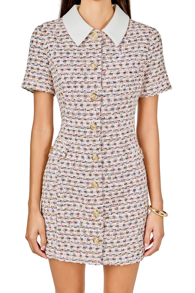 Tweed Minidress, Alternate, color, PINK MULTI