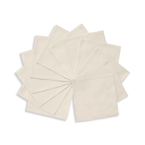 Cotton Linen Plain Cocktail Napkins Set of 12, 6 x 6 Inch for Dining Table, Holiday and Everyday Table Decor - Dru