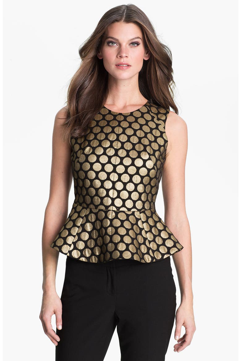 Metallic Dot Jacquard Blouse, Main, color, RICH BLACK