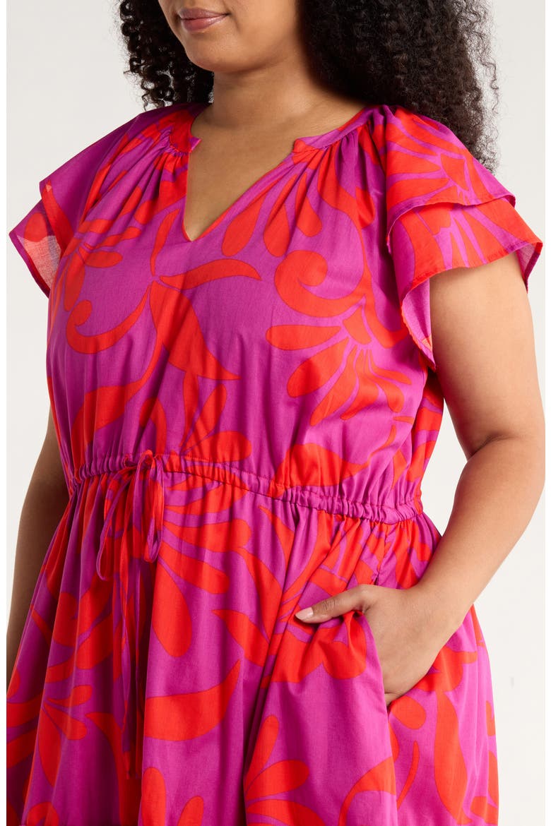 Arona Floral Baden Cotton Dress, Alternate, color, PURPLE-MULTI