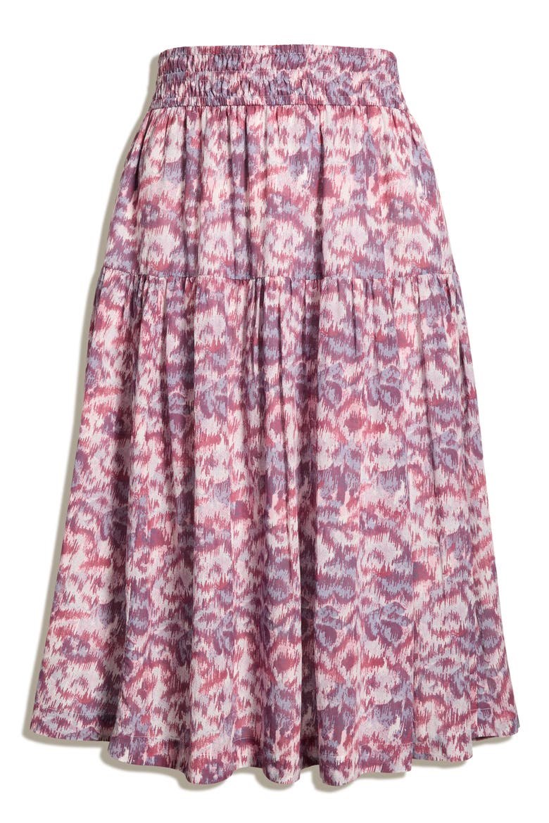 Smocked Waist Maxi Skirt, Alternate, color, PINK- BLUE DAISY TAPESTRY