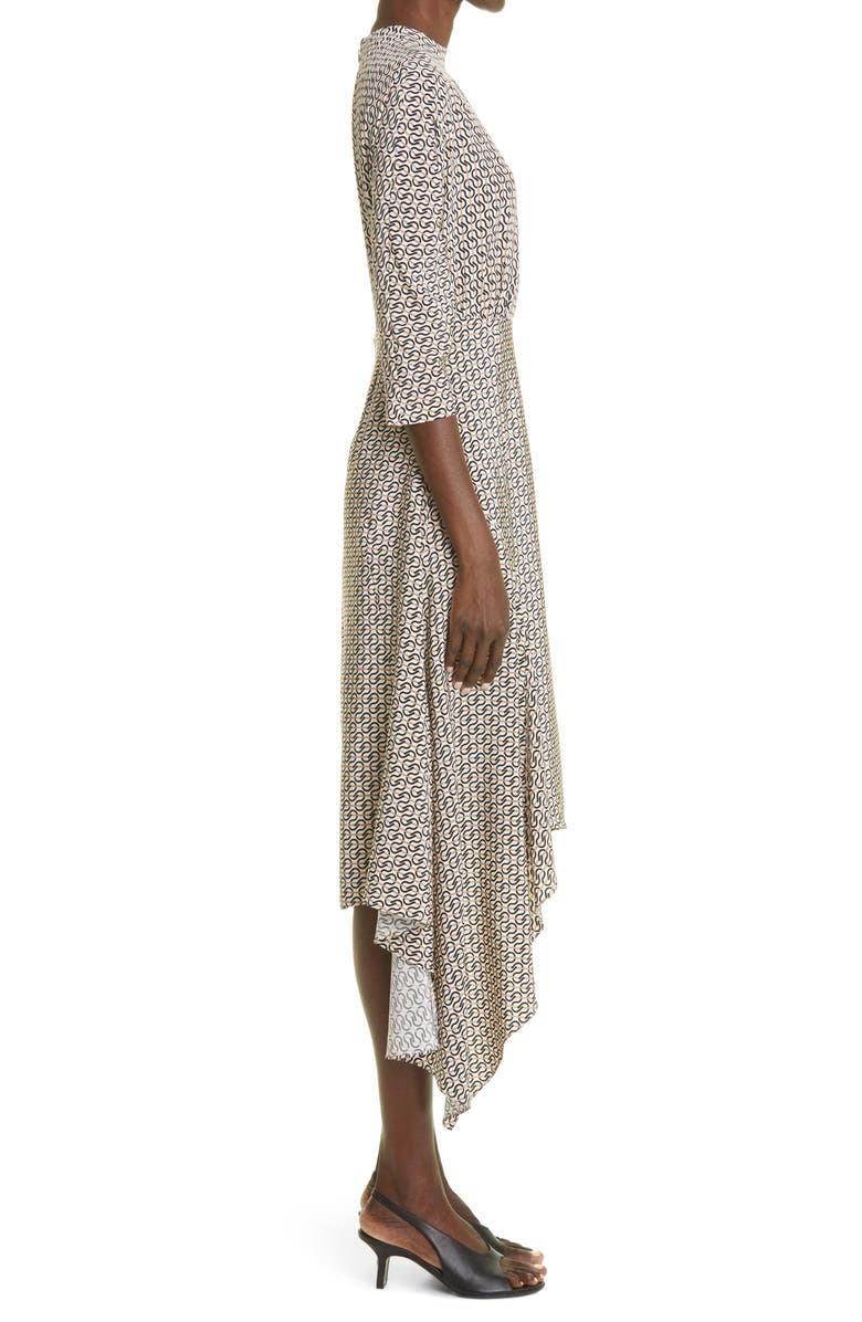 St. John Collection Icon Stripe Silk Crêpe de Chine Midi Dress, Alternate, color, 