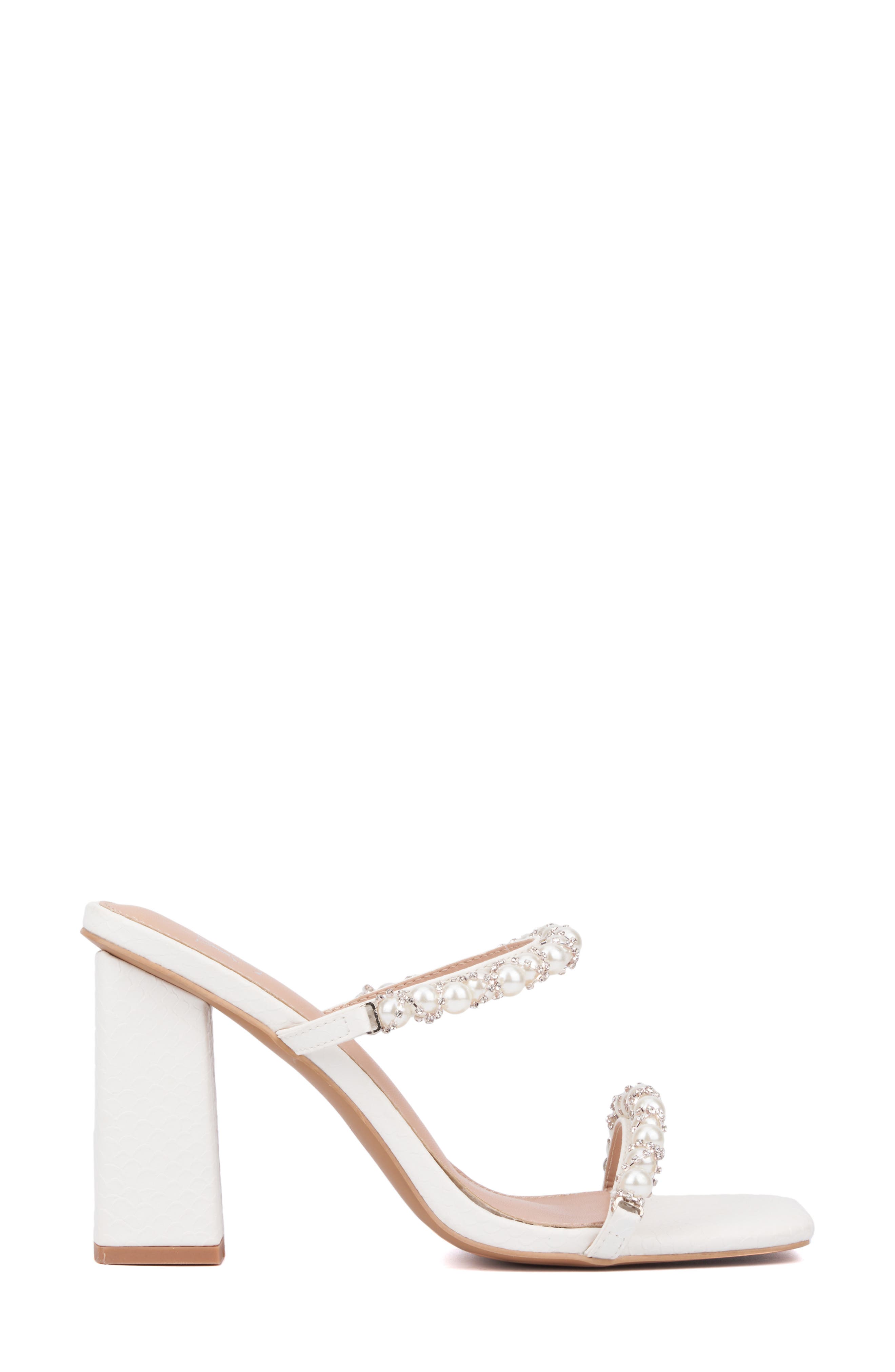 NEW YORK AND COMPANY Calissa Imitation Pearl & Rhinestone Embellished Sandal, Alternate, color, 