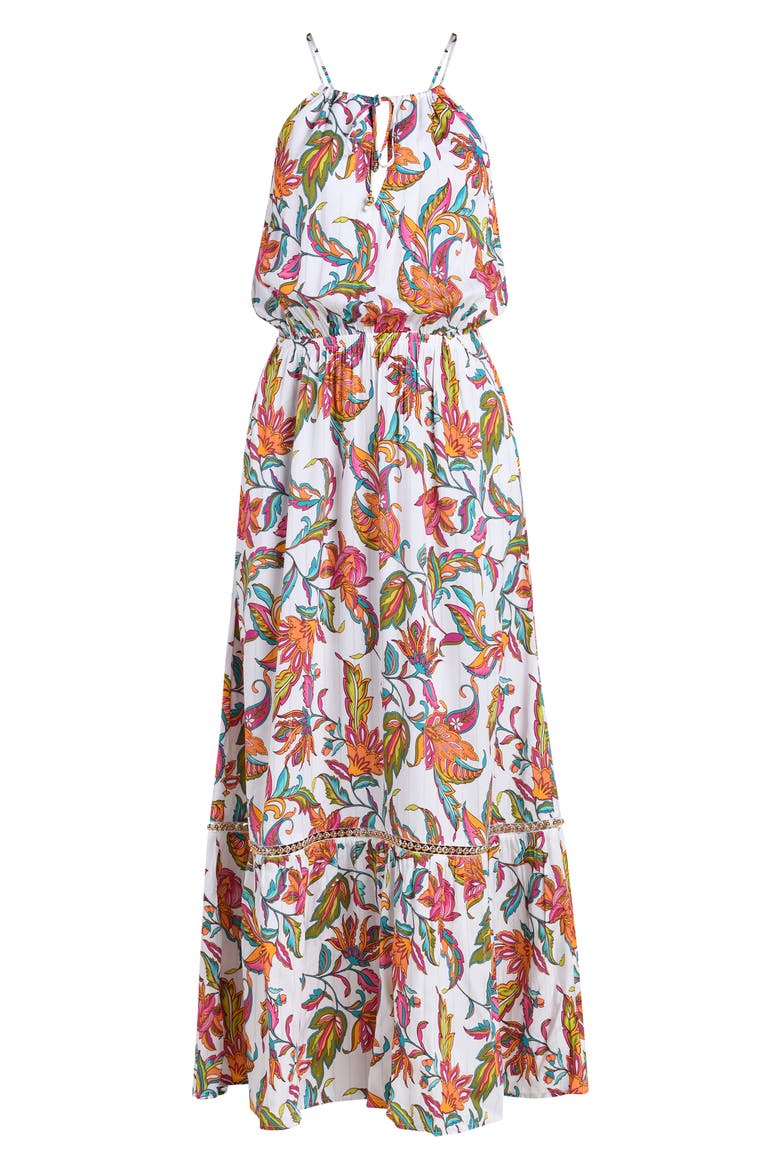 Wild Vines Tiered Cover-Up Maxi Dress, Alternate, color, WHITE MULTI