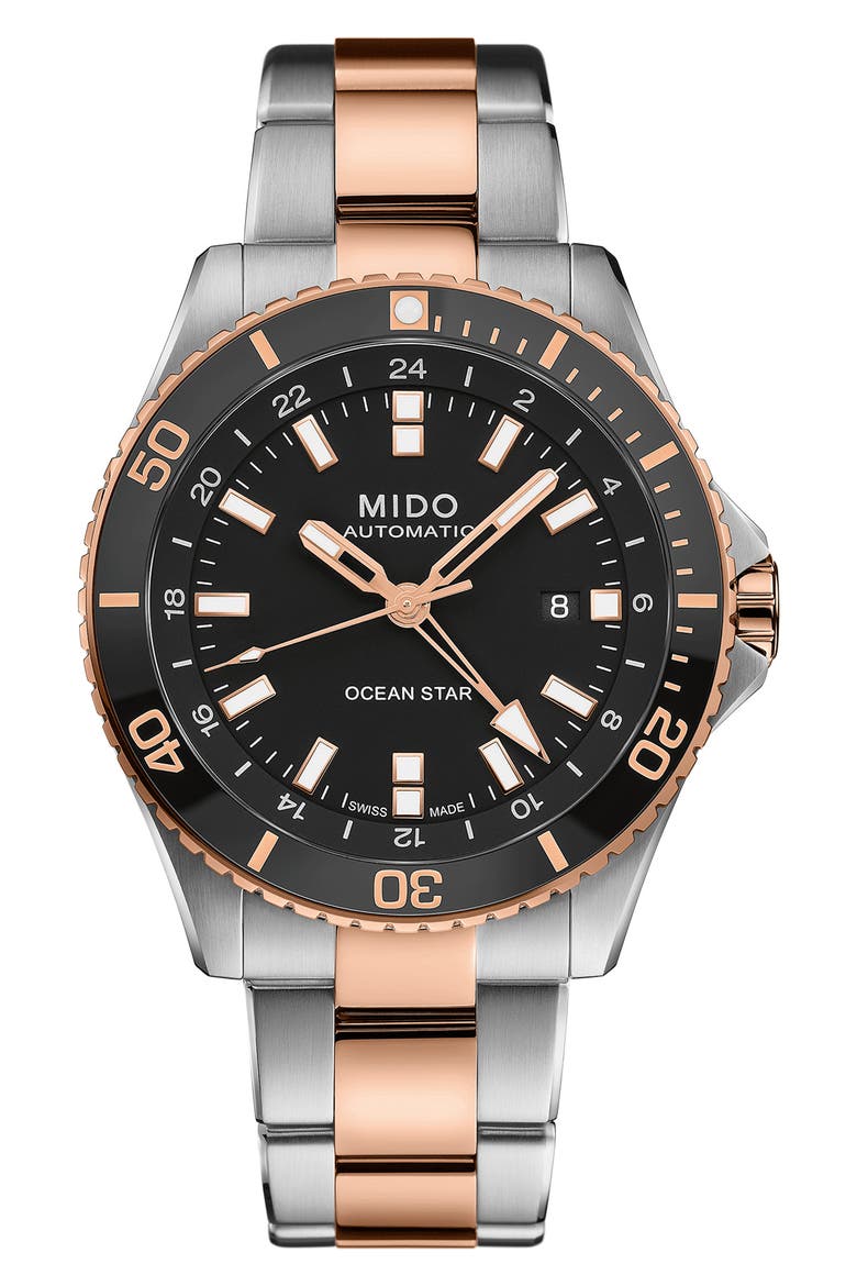 Ocean Star GMT Automatic Bracelet Watch, 44mm, Main, color, BLACK
