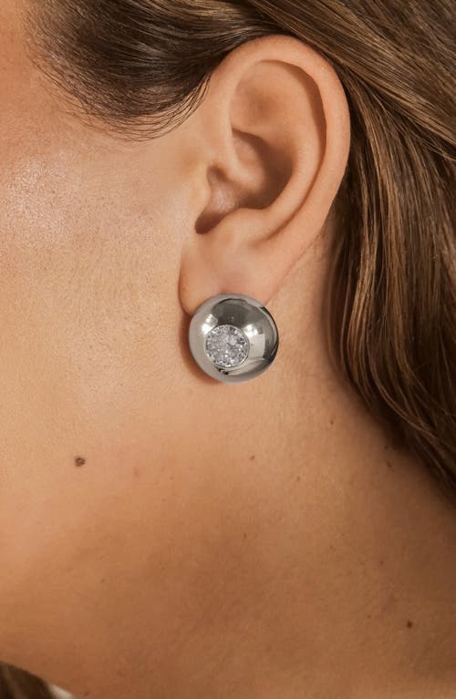 Sterling Forever Zora Cubic Zirconia Dome Stud Earrings In Silver