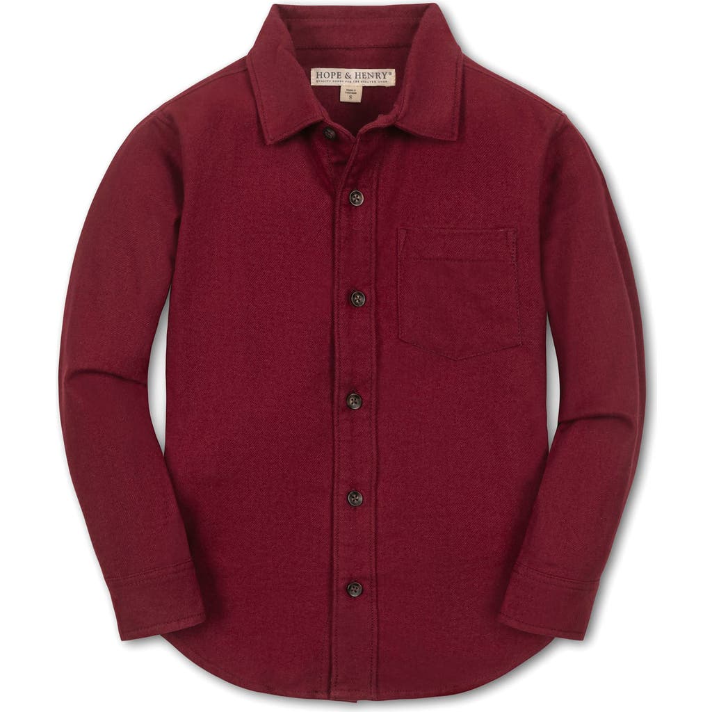 Hope & Henry Kids' Organic Long Sleeve Flannel Button Down Shirt In Burgundy