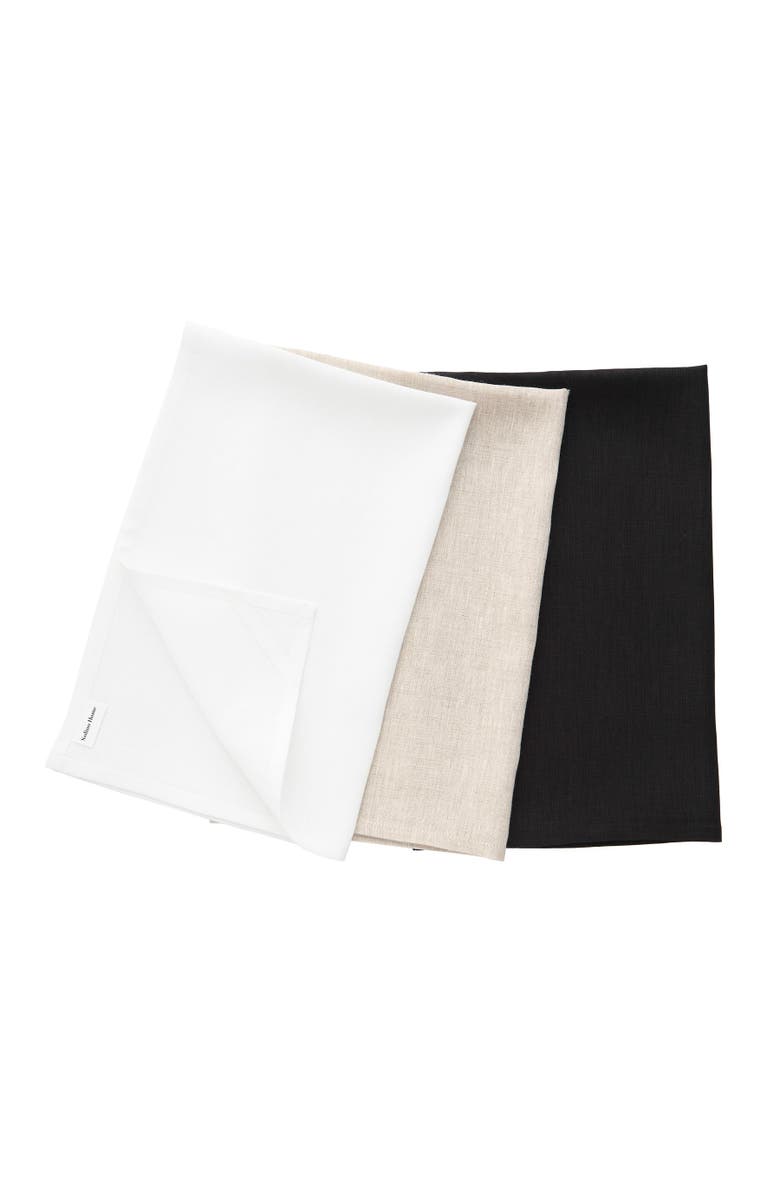Solino Home Linen Kitchen Towels Set of 2, 17 x 26" - Kitchen Linen, Alternate, color, Natural / White / Black
