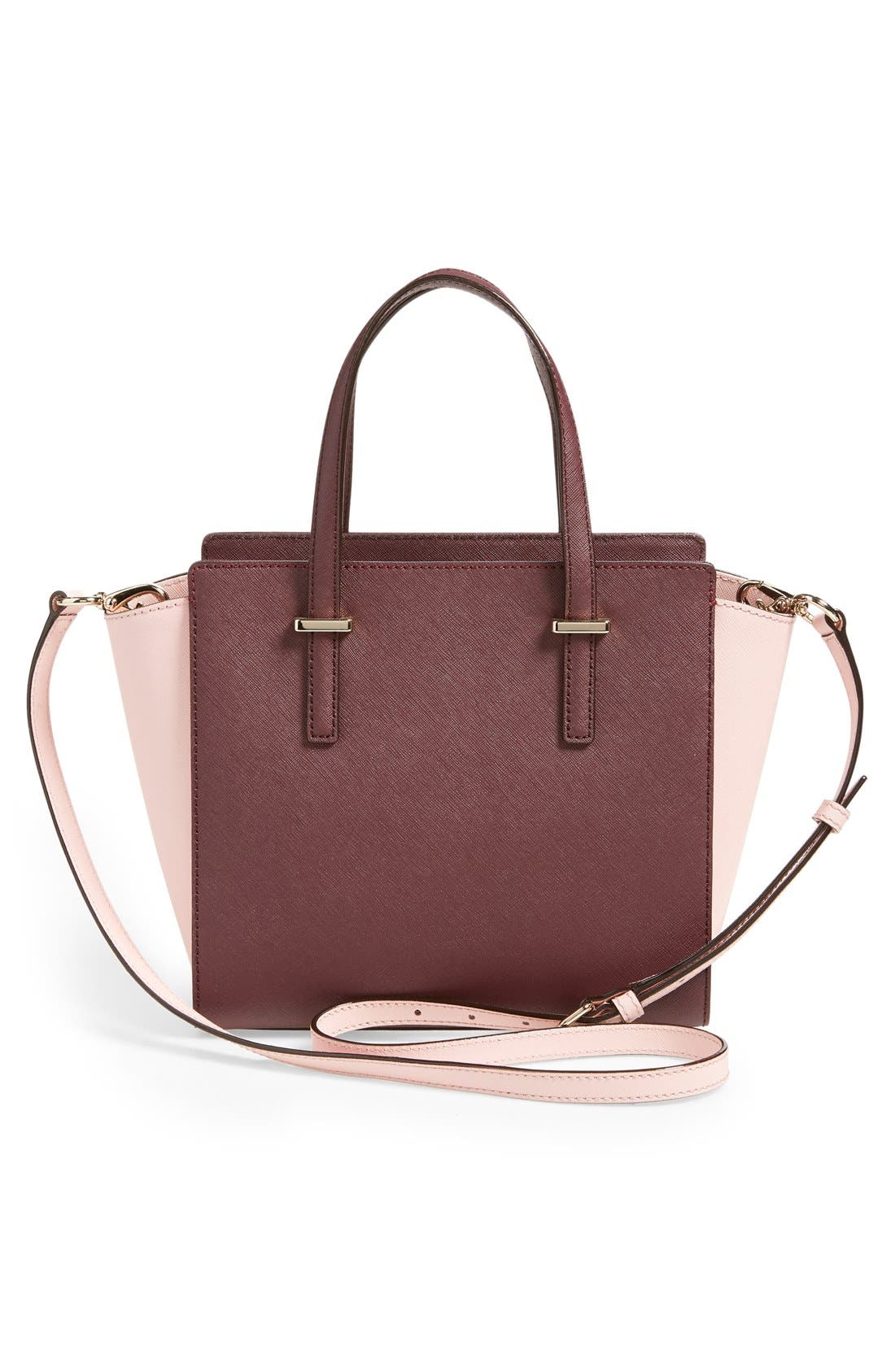'cedar street - small hayden' leather satchel, Alternate, color, MULLED WINE/ ROSE JADE