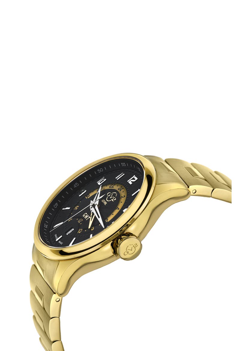 Men's Giromondo Black Dial Stainless Steel Bracelet Watch, 40mm, Alternate, color, GOLD