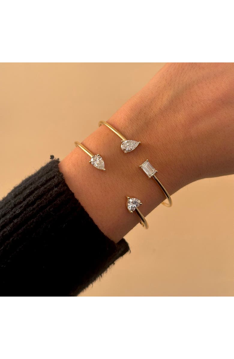 BY ADINA EDEN Lab Grown Diamond Pear X Baguette Open Bangle 14K, Alternate, color, 