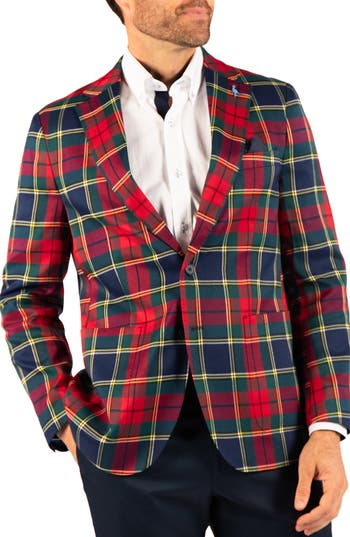 Tailorbyrd Holiday Tartan Plaid Sport Coat In Red