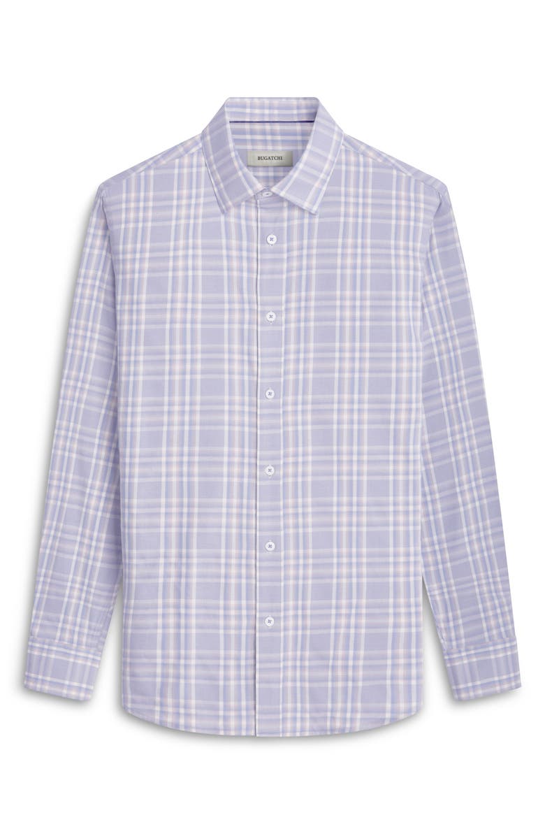 Bugatchi Karl Shaped Fit Plaid Performance Button-Up Shirt, Alternate, color, Air Blue