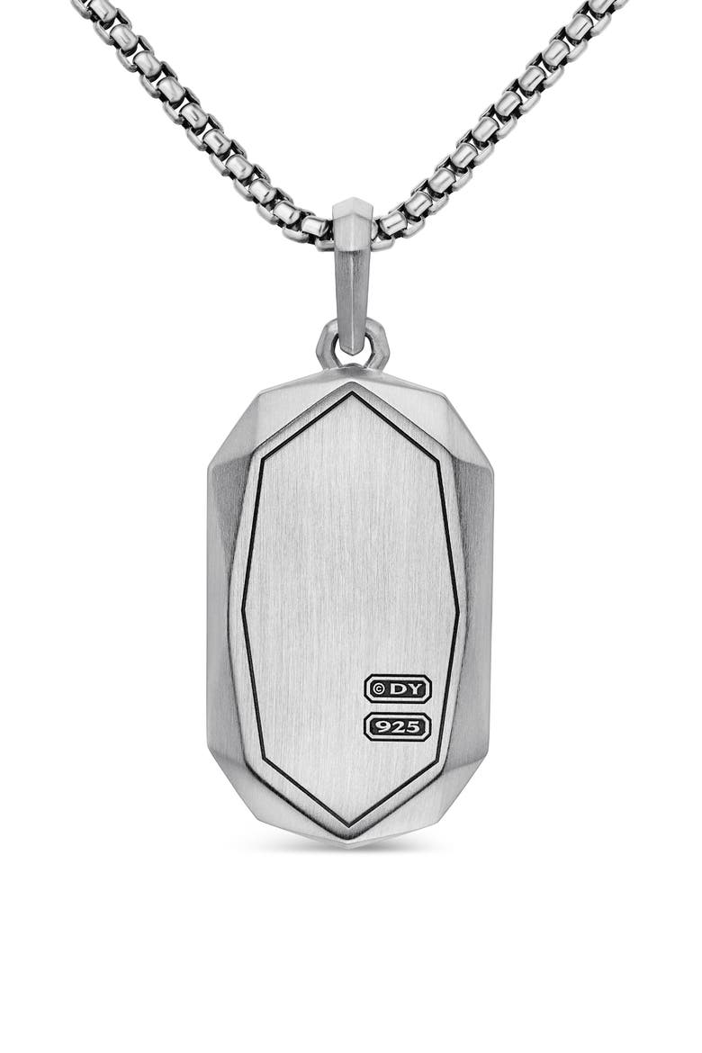 Torqued Faceted Amulet in Sterling Silver with Pavé Black Diamonds, Alternate, color, STERLING SILVER
