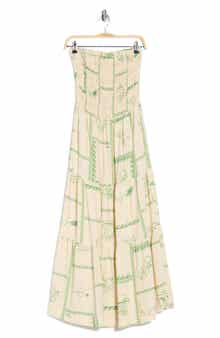 DRESS TO Strapless Smocked Midi Dress