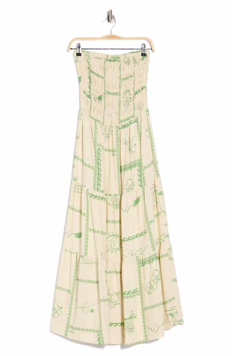 DRESS TO Strapless Smocked Midi Dress