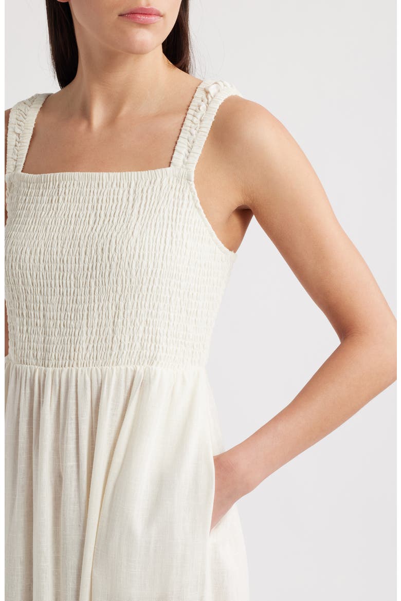 Smocked Tiered Maxi Dress, Alternate, color, IVORY CLOUD