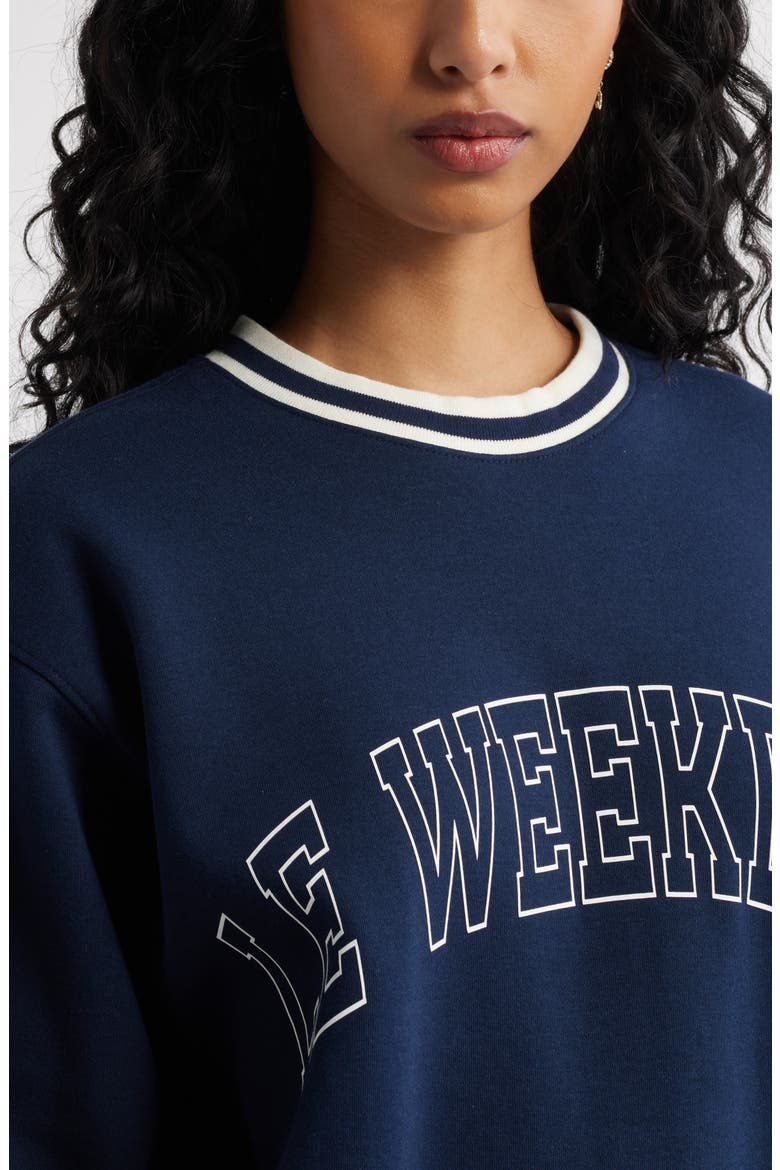 Oversize Graphic Crewneck Sweatshirt, Alternate, color, NAVY LE WEEKEND