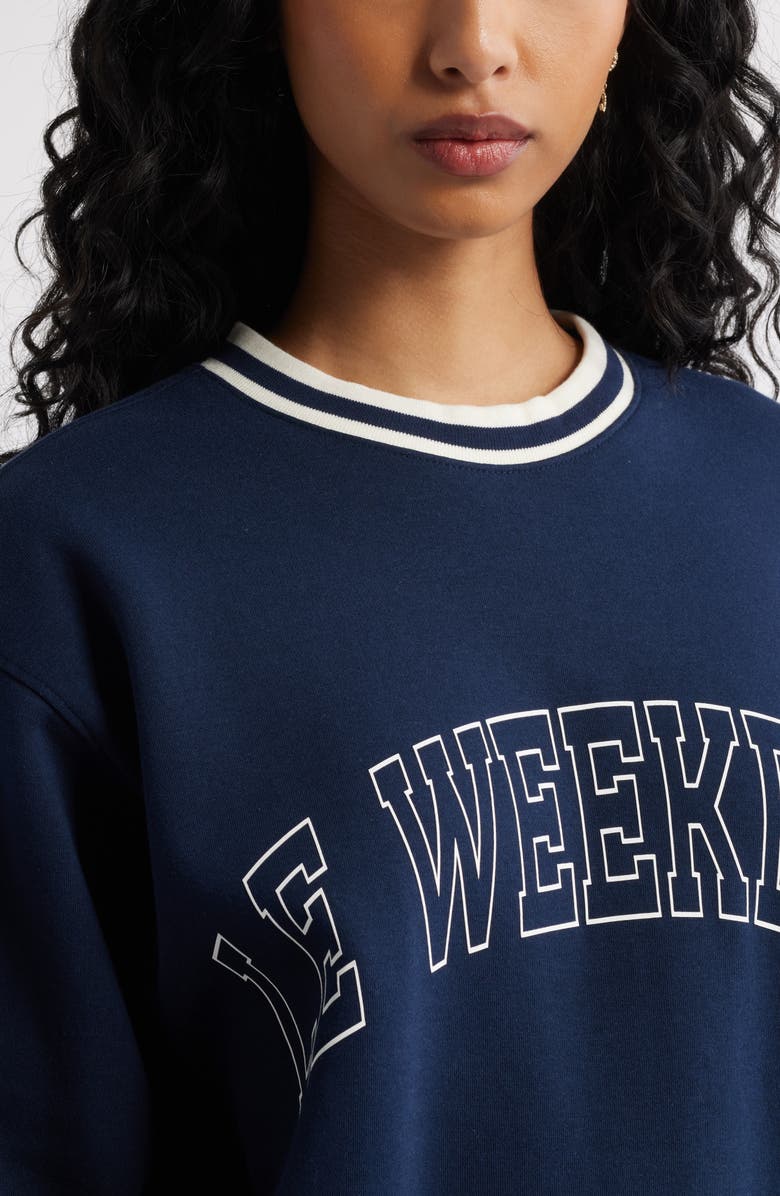 BP. Oversize Graphic Crewneck Sweatshirt, Alternate, color, Navy Le Weekend