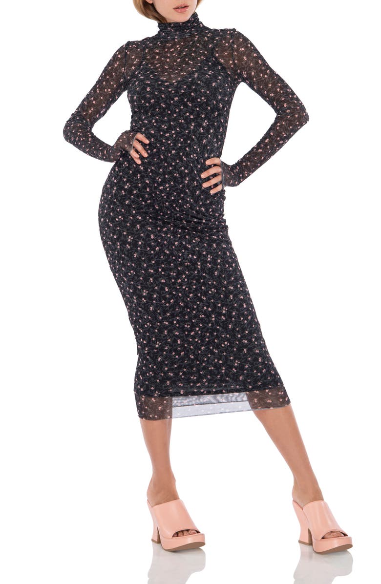 AFRM Shailene Long Sleeve Mesh Dress, Main, color, 