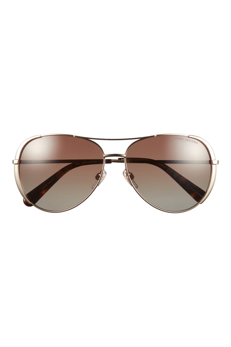 59mm Gradient Polarized Aviator Sunglasses, Main, color, GOLD BROWN