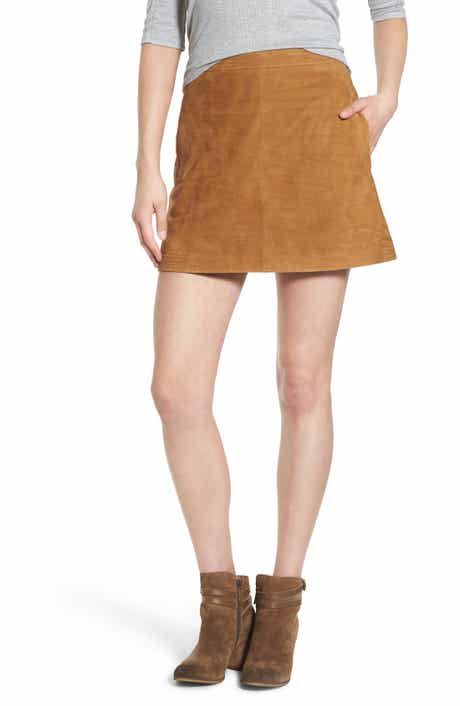 Sun & Shadow Suede A-Line Miniskirt
