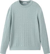 MANGO Crewneck Cable Stitch Sweater