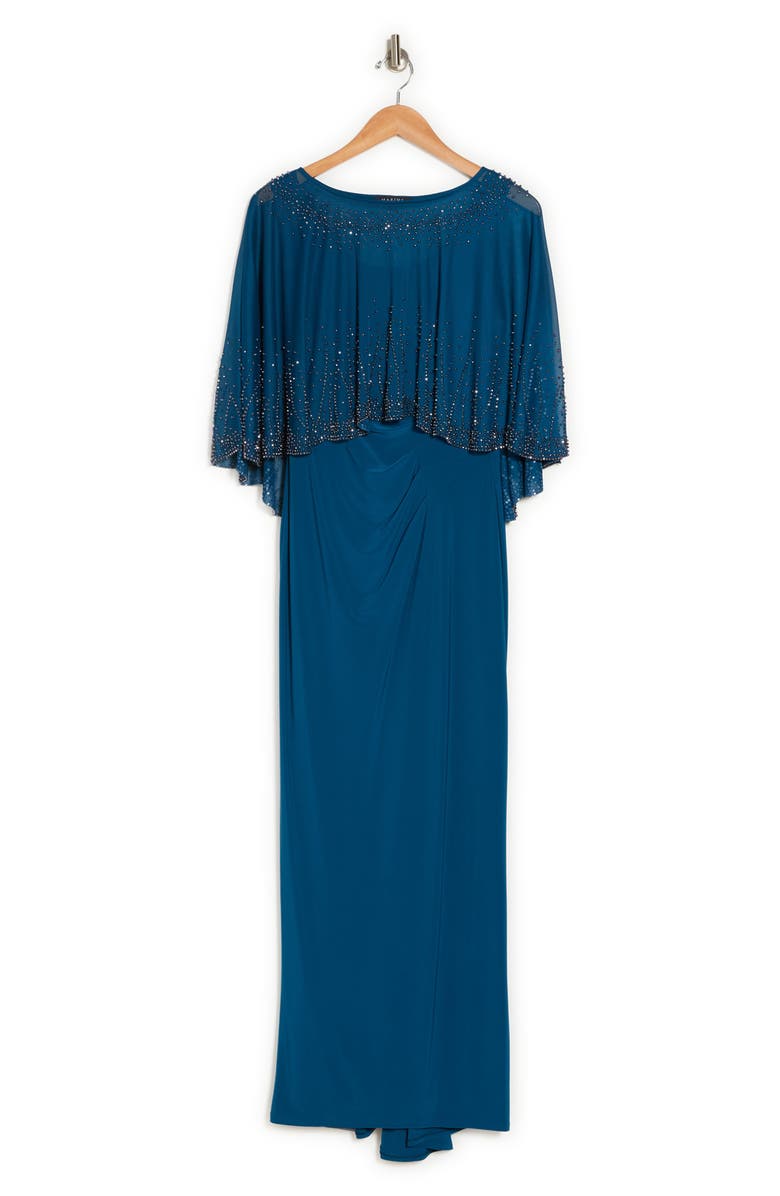 Marina Beaded Capelet Gown, Alternate, color,